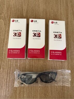 LG AG-F310 Cinema 3D Glasses NEW- Black 6 Pairs